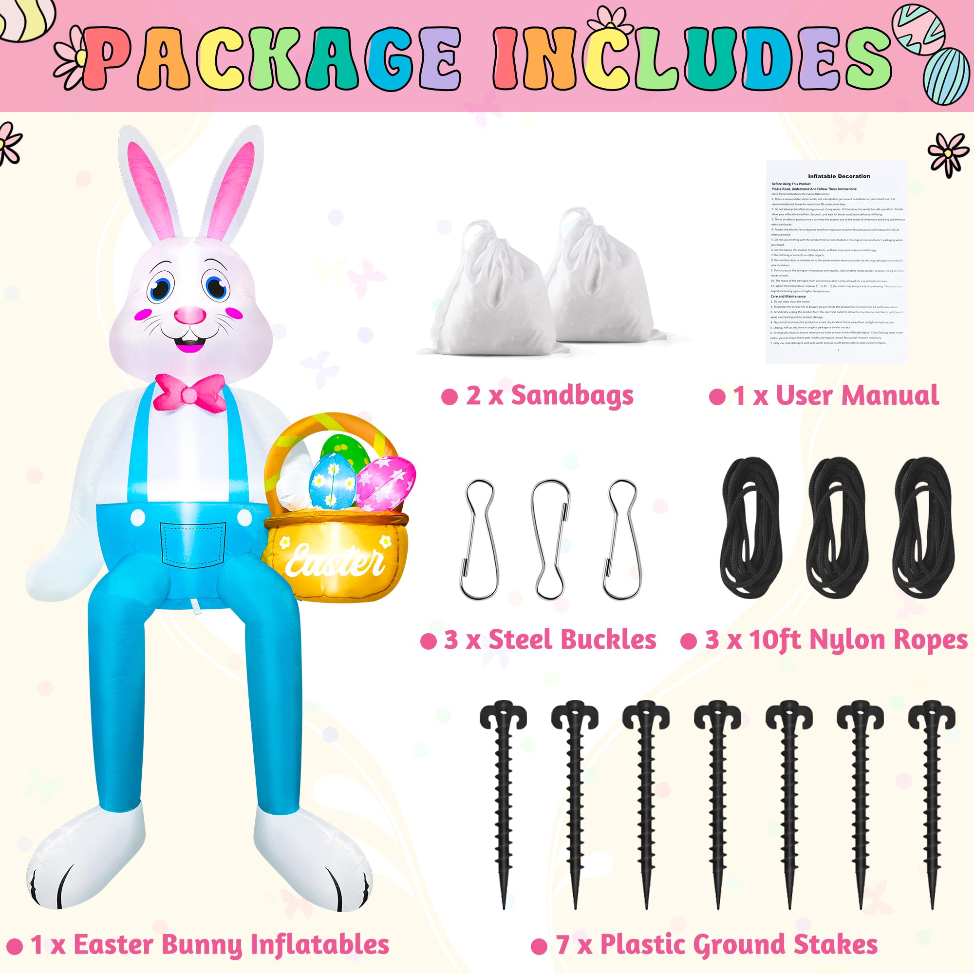 Melisheer Easter Bunny inflatable designed for outdoor display and parades.
