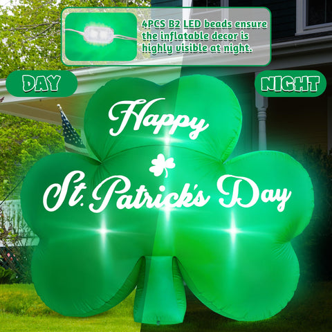 LED-lit shamrock enhances nighttime visibility for celebrations