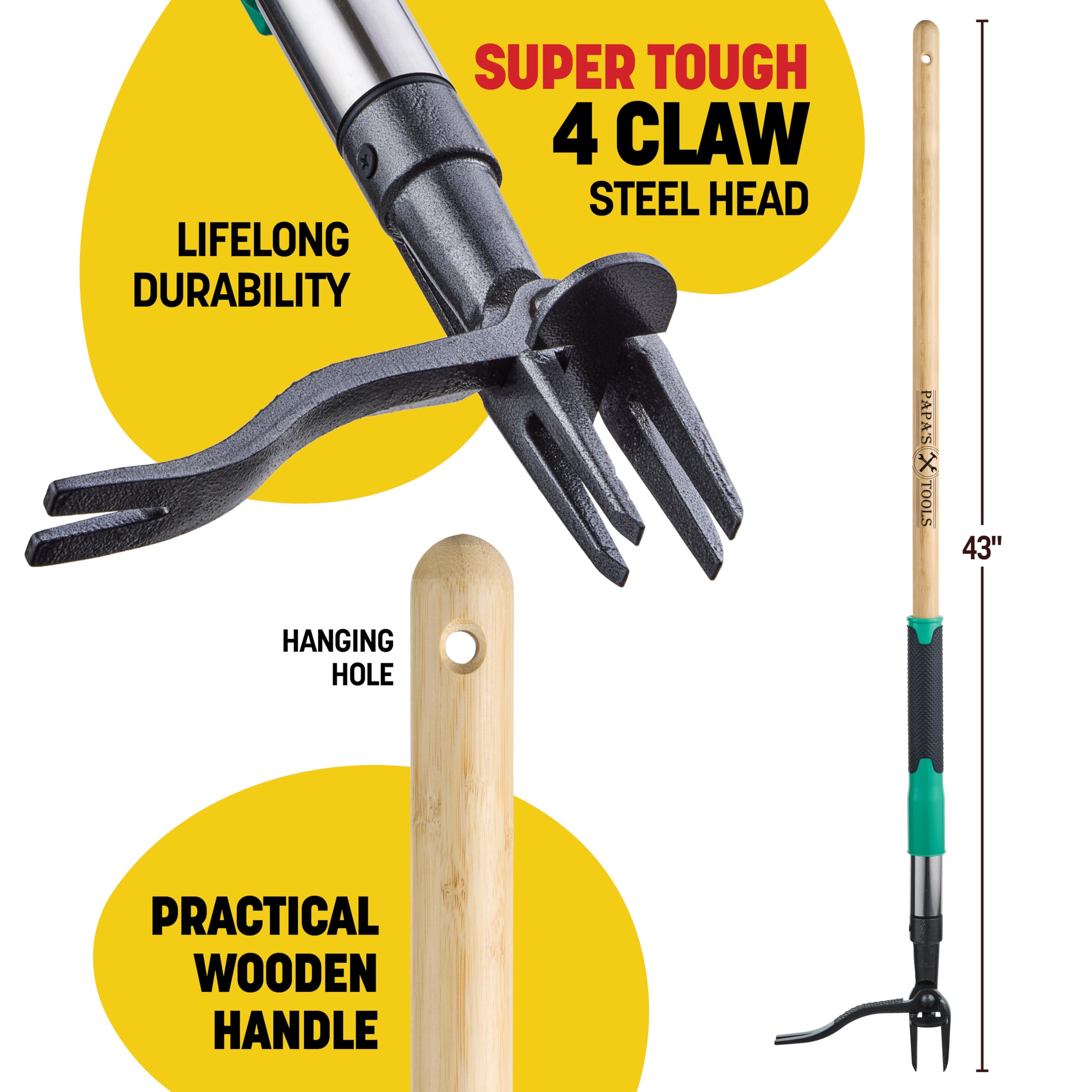 Melissa & Harry Papa's heavy-duty steel head handles stubborn roots with ease.
