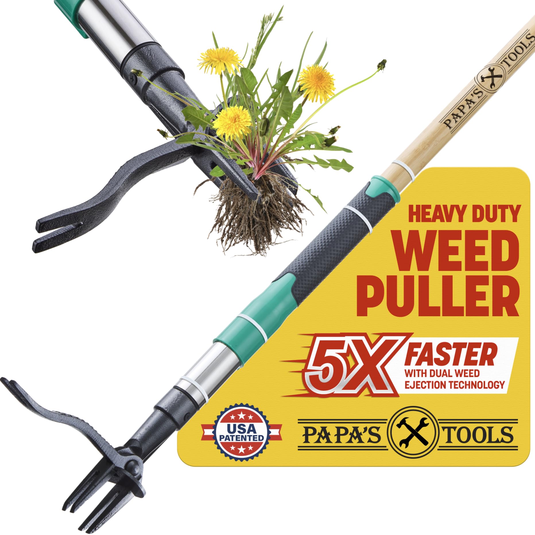 Melissa & Harry Papa's Tools weed puller with bamboo handle for extended reach.
