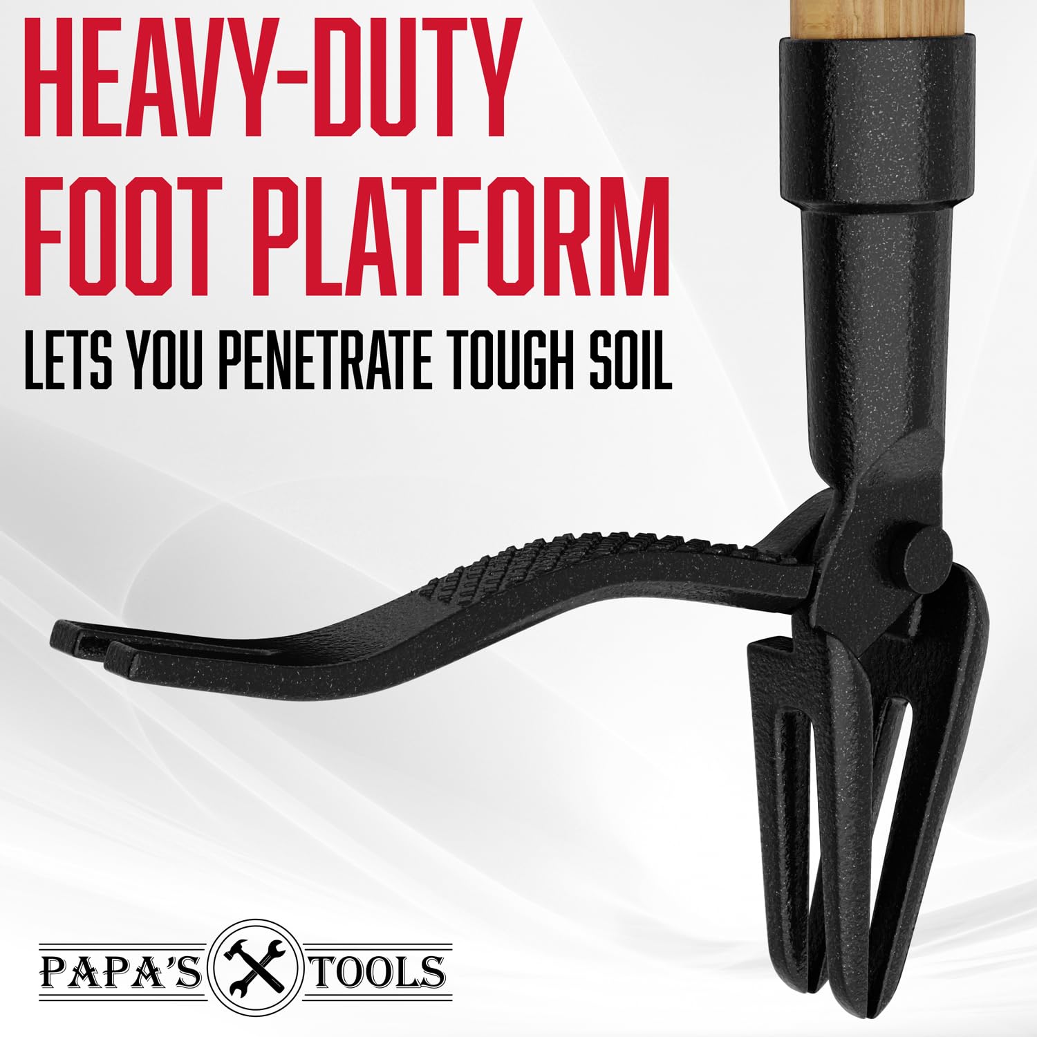 Papas Tools Weeder bamboo handle offers comfortable grip for long gardening sessions.