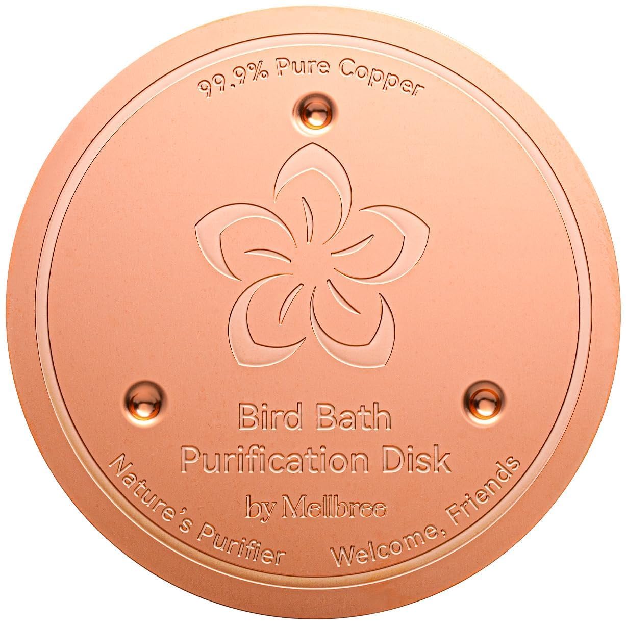 Mellbree copper disc close-up showing 0.6mm pure copper for natural water care