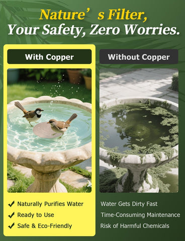 Mellbree Copper Disk in water demonstrates three-point contact for improved water cleanliness.
