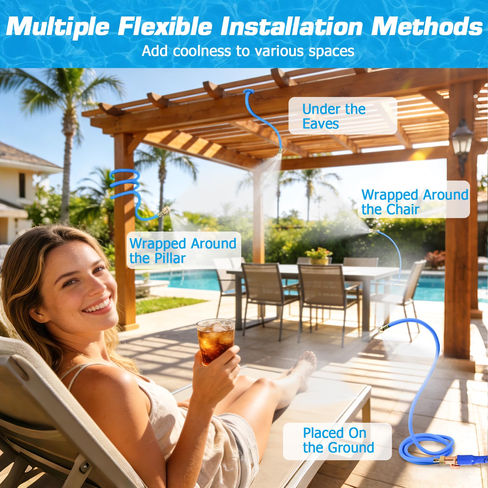 Mellbree ultra-fine 20μm droplets offer refreshing mist without soaking nearby.