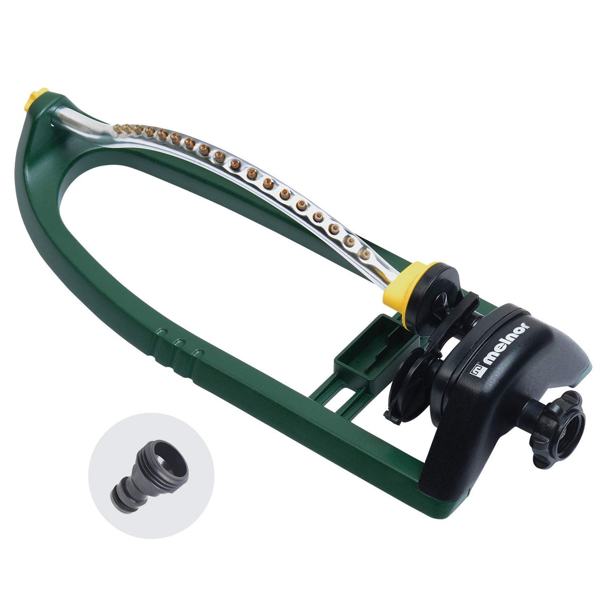 Melnor 65048-AMZ sprinkler with brass nozzles for even lawn coverage
