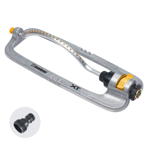 Melnor 65118 XT sprinkler brass nozzles provide even lawn coverage.