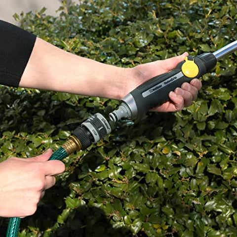Melnor QuickConnect adapter attached to a watering wand for quick swaps
