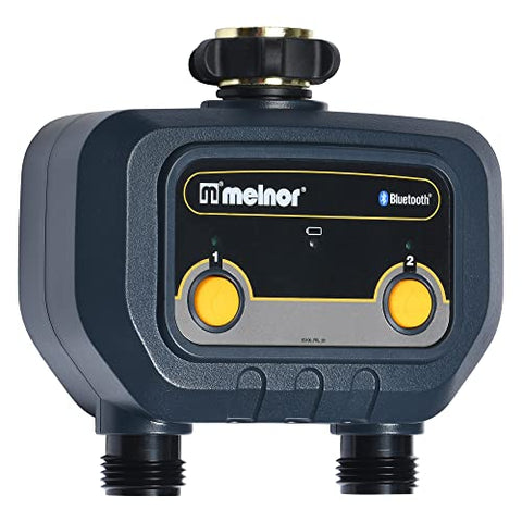 Melnor 65183AMZ app interface shows two-zone scheduling flexibility