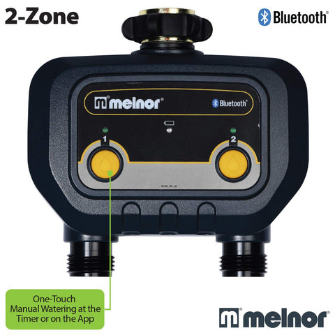 Melnor 65183AMZ two-zone setup illustrating independent schedules
