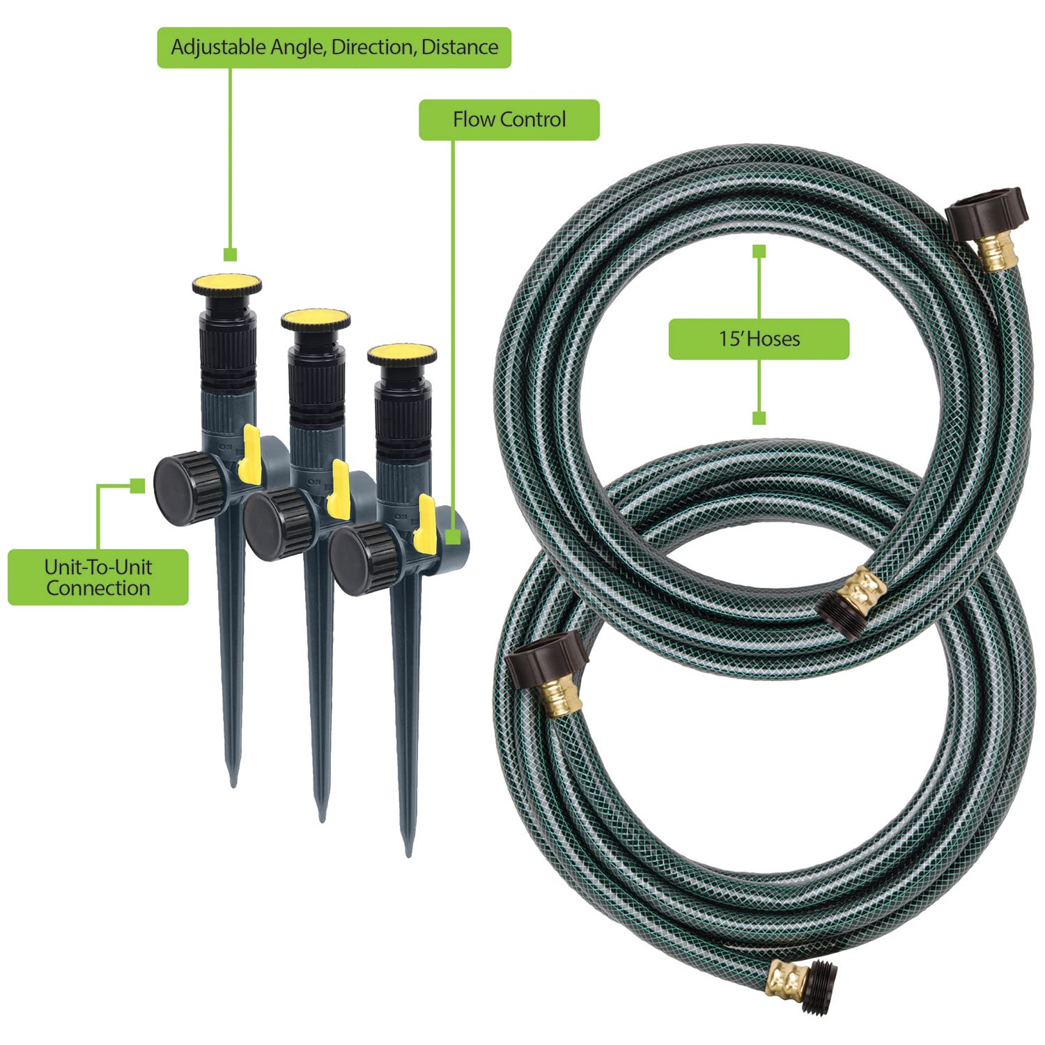 Melnor 65191AMZ three sprinklers deliver even coverage for lawns and borders.