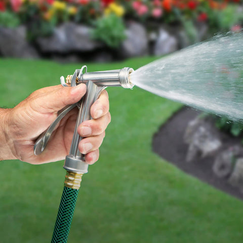 Melnor all-metal construction highlights durability for outdoor use.