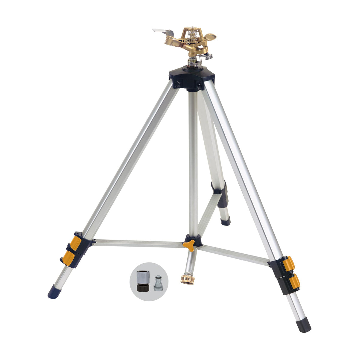 Melnor metal pulsating sprinkler head delivers even coverage for lawns