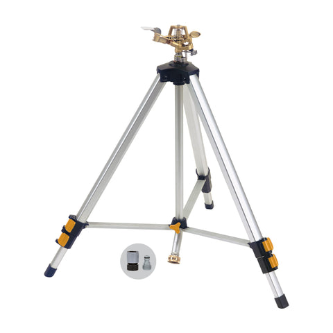Melnor metal pulsating sprinkler head delivers even coverage for lawns