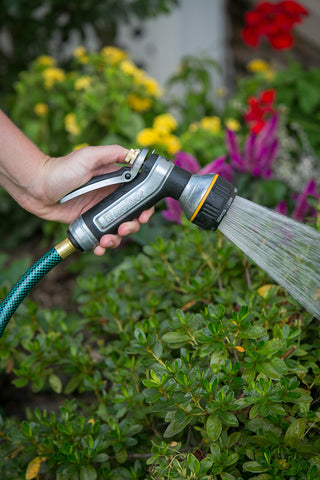 Melnor nozzle grip featuring rubberized, slip-resistant handle for comfortable control.