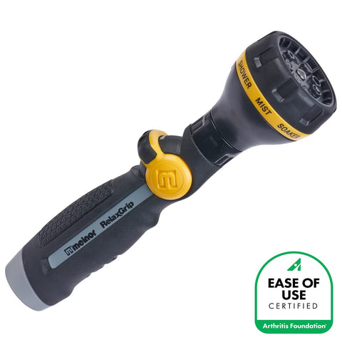 Melnor RelaxGrip pattern selector demonstrates eight patterns.