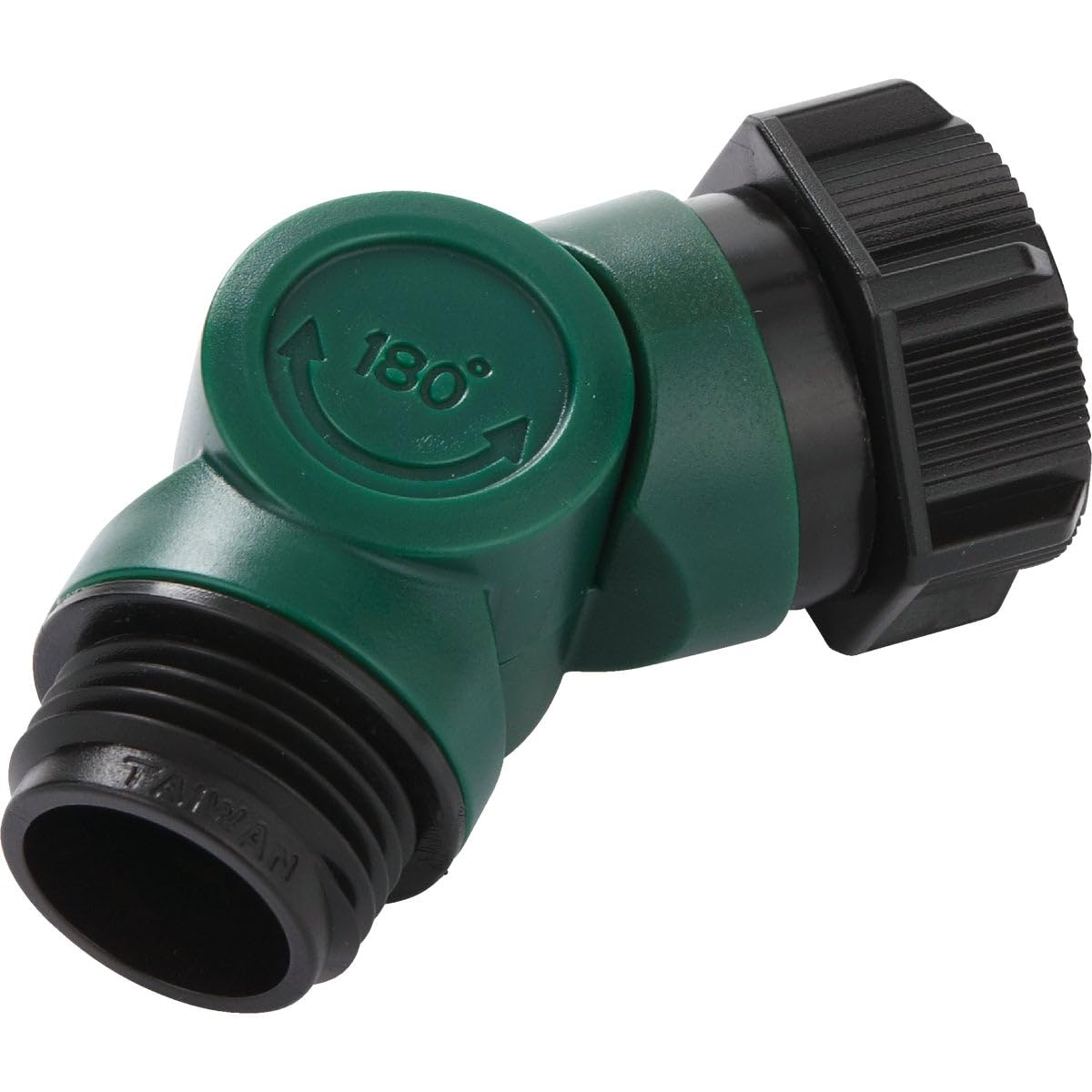 Melnor swivel connector in green, designed to reduce tangling during watering.