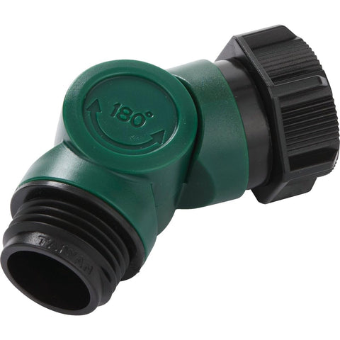 Melnor swivel connector in green, designed to reduce tangling during watering.