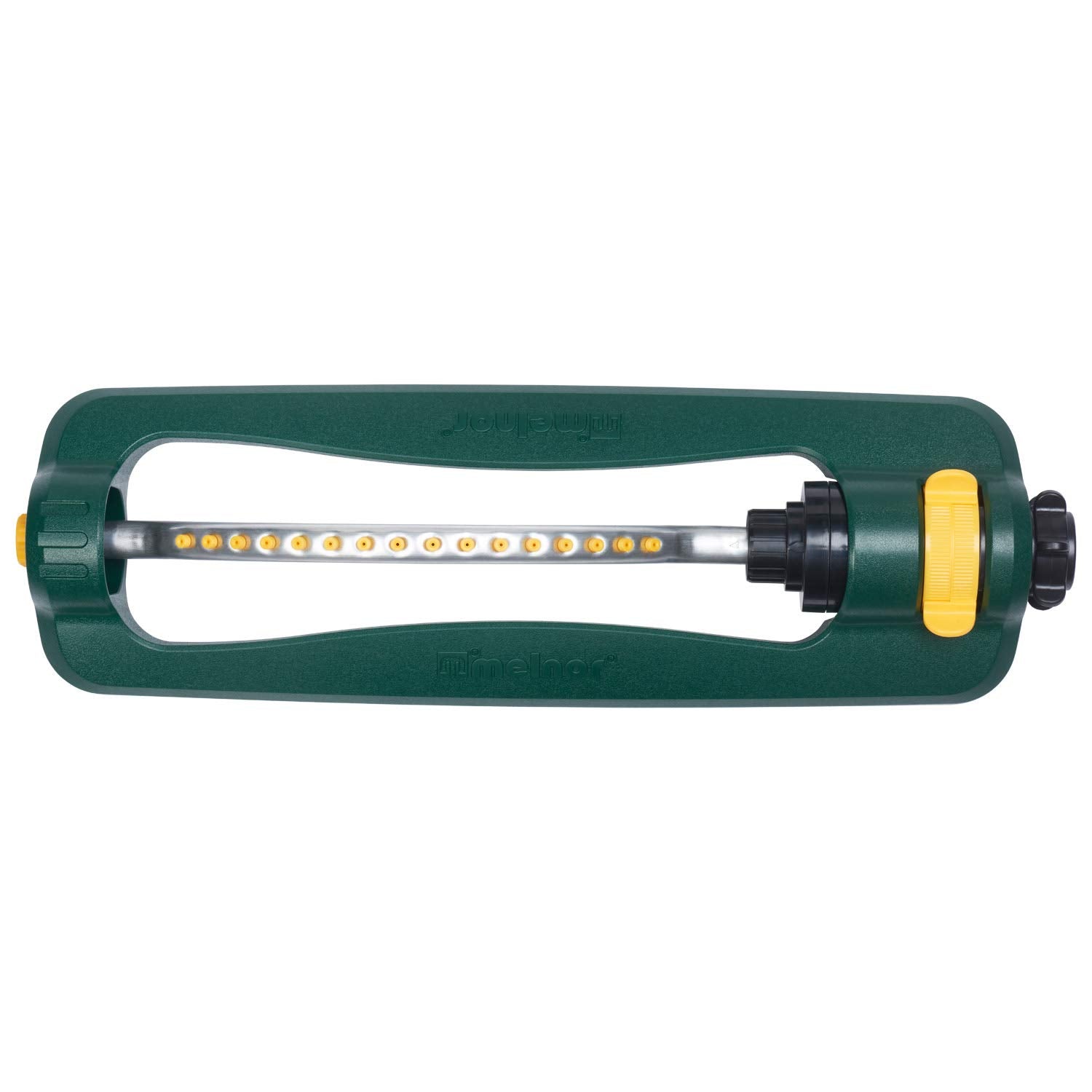 Melnor TurboTek 3200SF side adjustment demonstrates precise watering range.