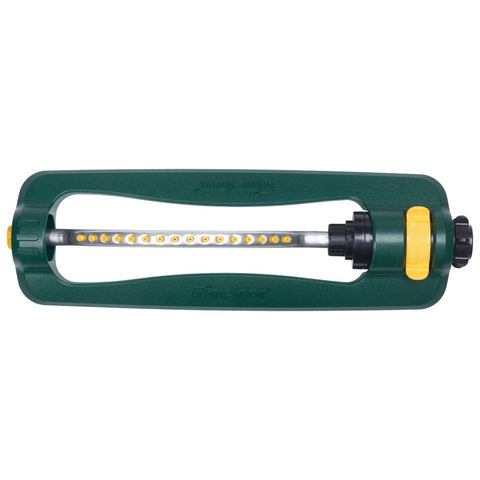 Melnor TurboTek 3200SF side adjustment demonstrates precise watering range.