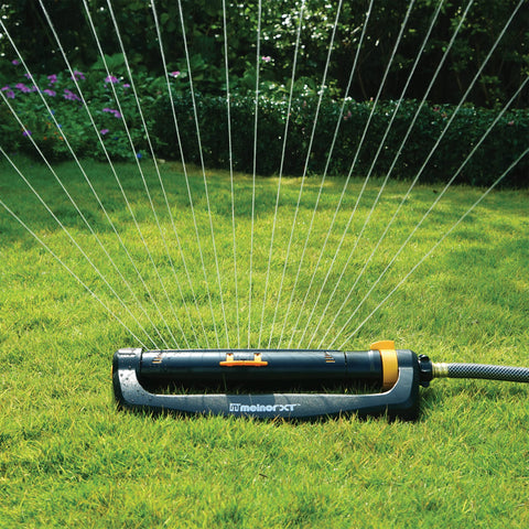 Melnor XT Turbo Sprinkler twin-touch controls for precise width and range.