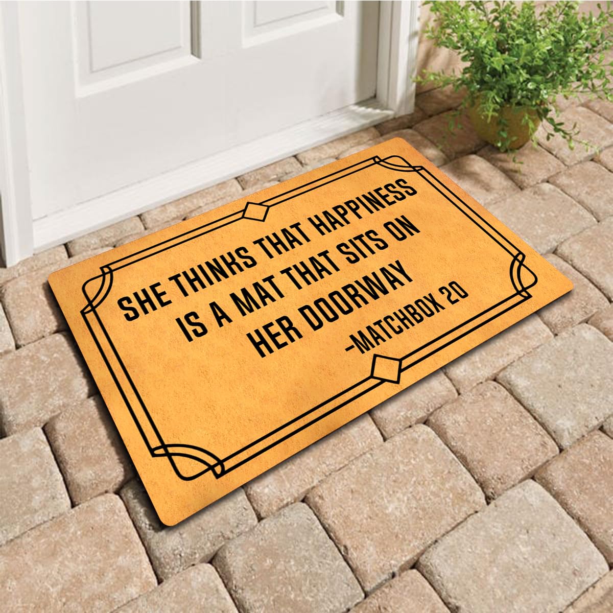 MELODADDY dog-themed welcome mat for pet-friendly entries.
