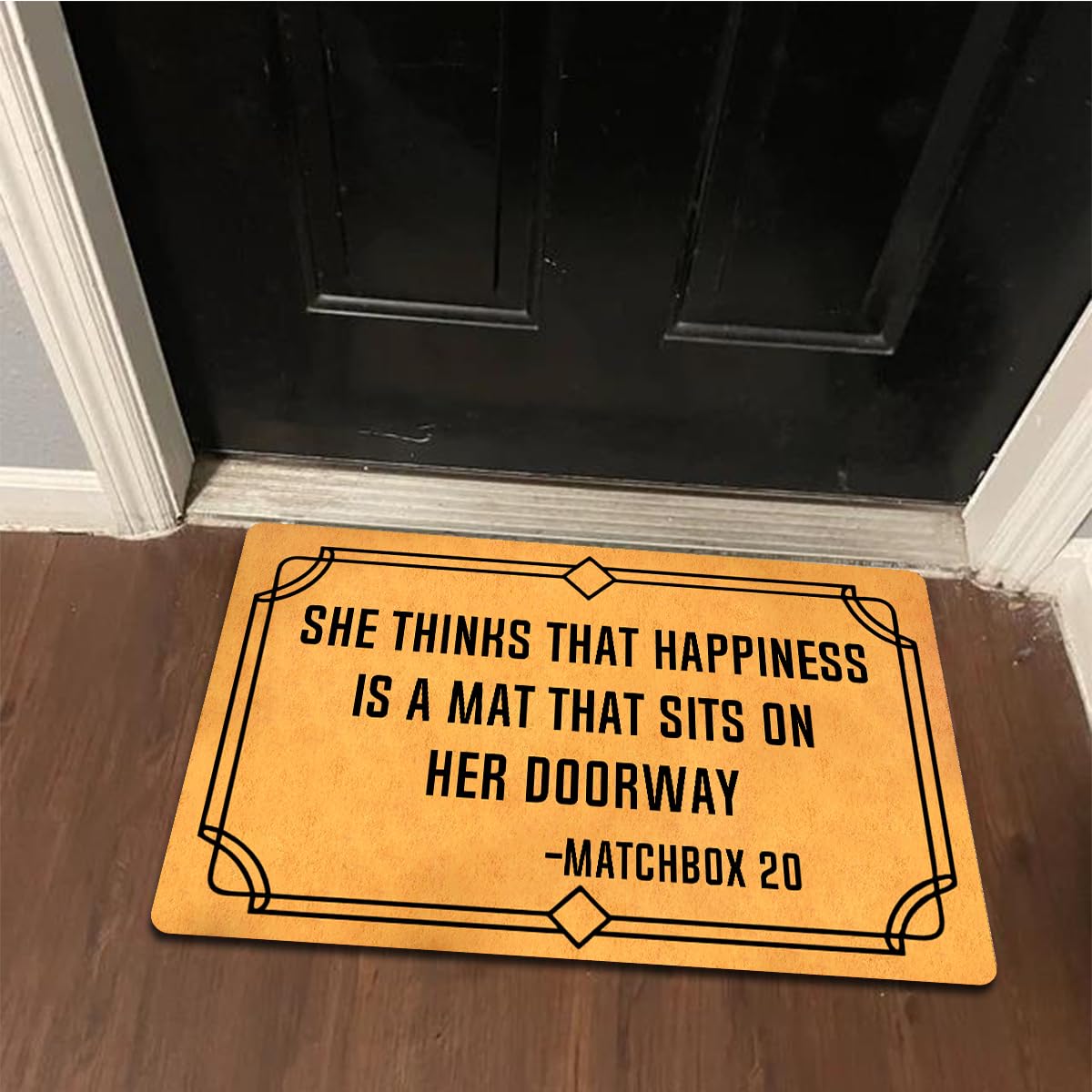 MELODADDY entrance mat with non-slip rubber back for hardwood floors.