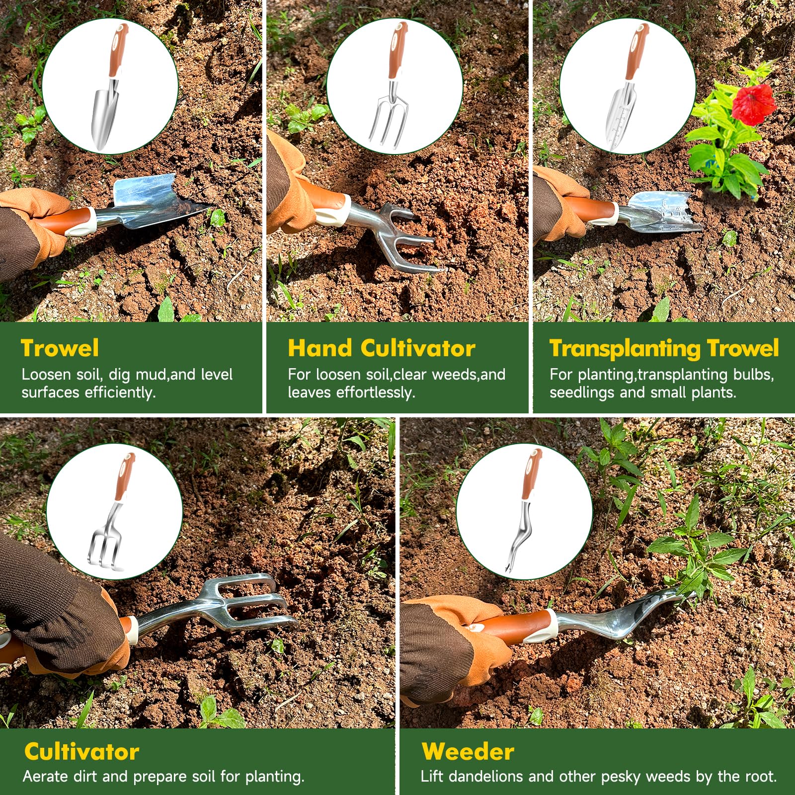 MelonArt serrated trowel ready for transplanting and soil edging