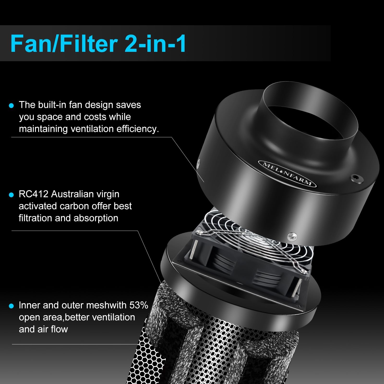 MELONFARM 190 CFM inline fan demonstrates strong airflow with low noise