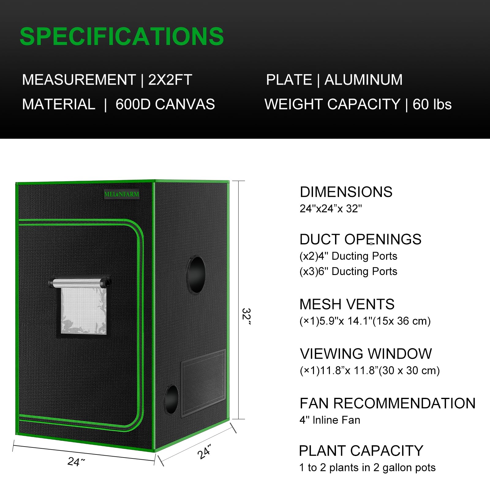 MELONFARM 2x2 grow tent easy setup for quick assembly