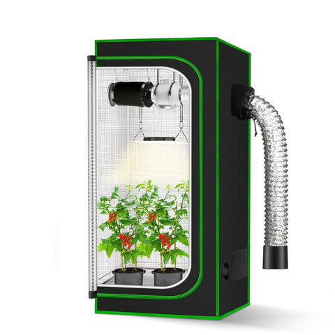 MelonFarm 2x2 grow tent front view highlights sturdy build for compact indoor gardens.