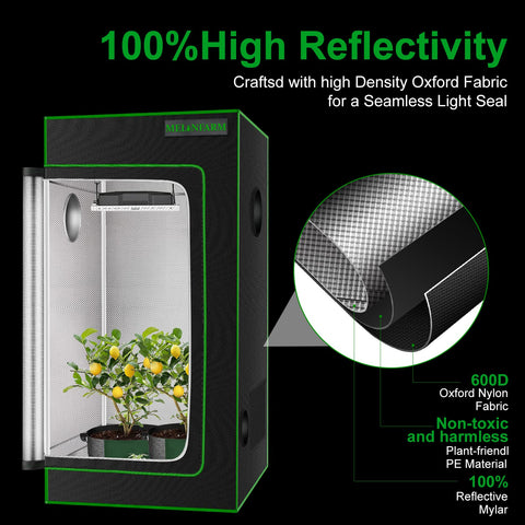 MELONFARM 2x2 grow tent observation window for quick plant checks