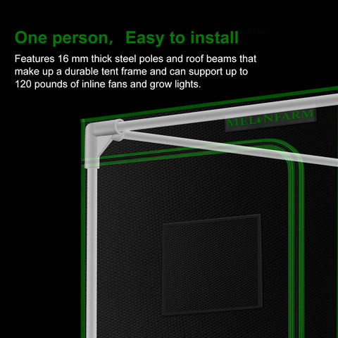 MELONFARM 4x2 grow tent assembly steps show tool-free setup
