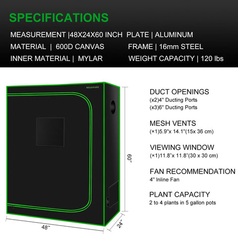 MELONFARM 4x2 grow tent reflective liner boosts light efficiency