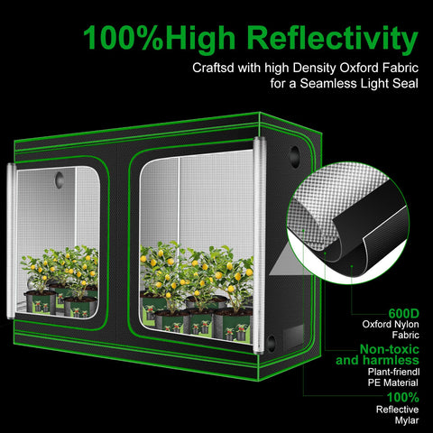 Melonfarm 4x8 grow tent with observation window for easy status checks.