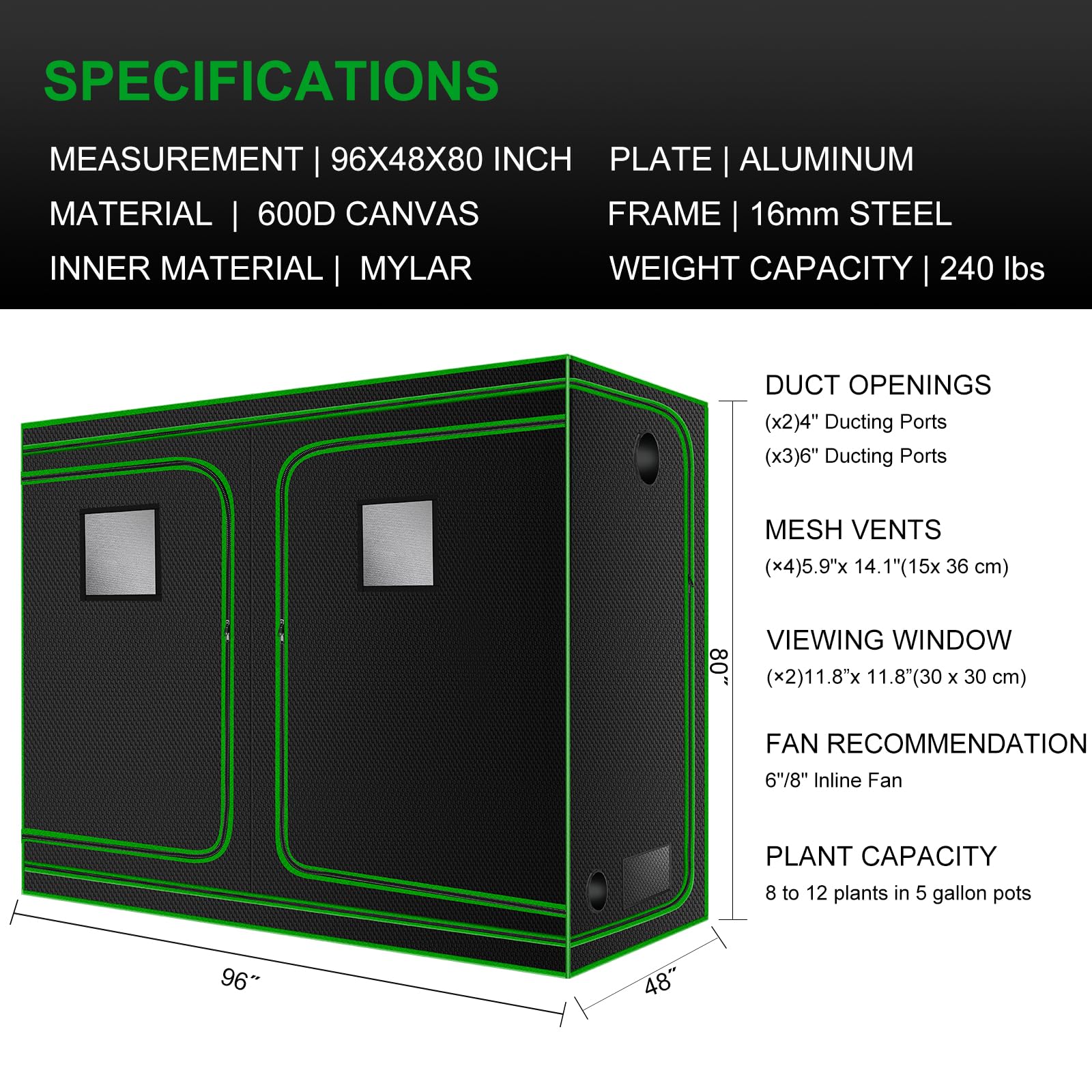 Melonfarm 4x8 grow tent tool-free assembly for quick setup.