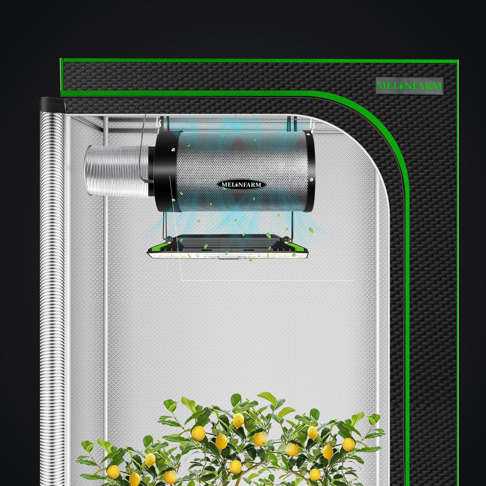 MelonFarm package with hangers and pre-filter for easy installation.