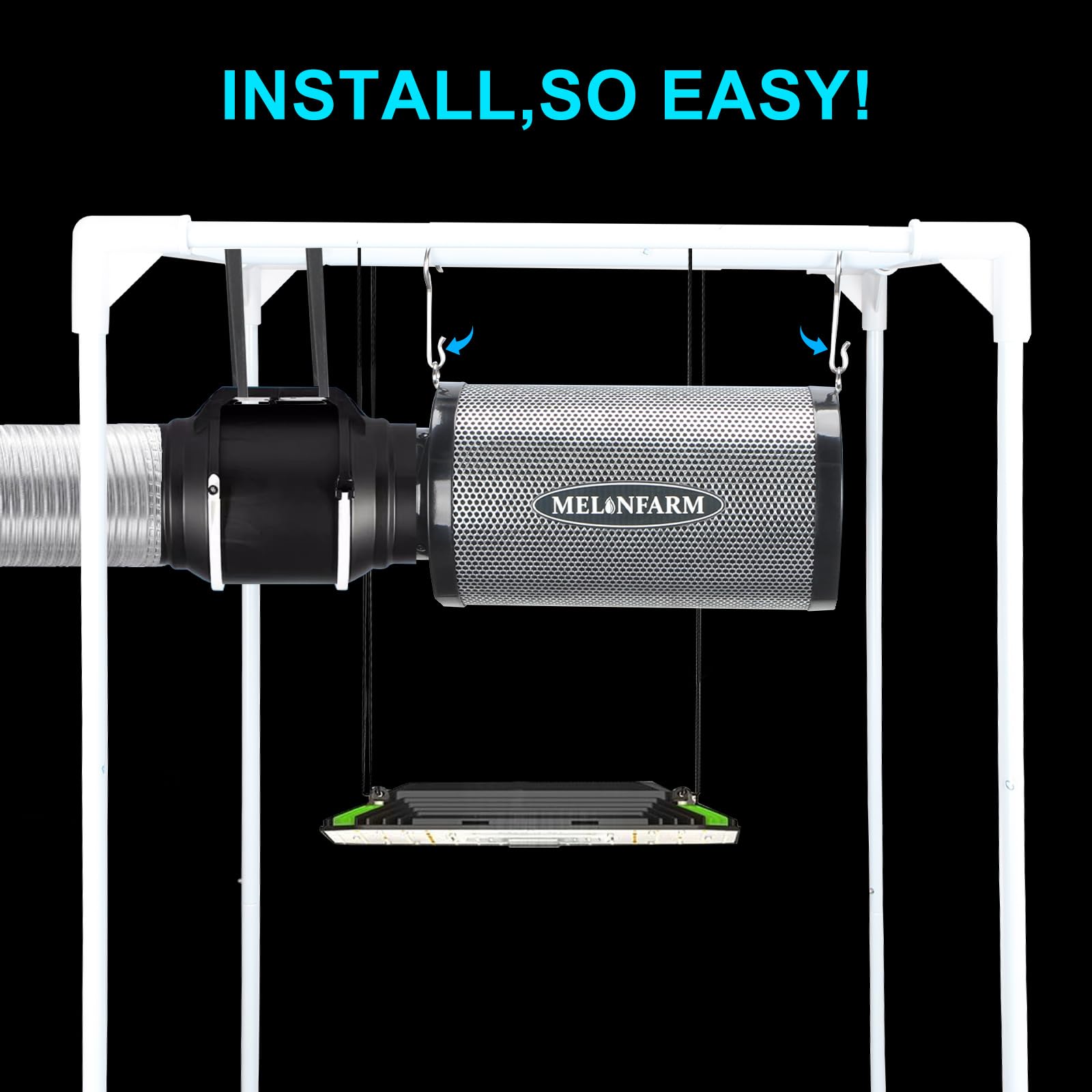 Melonfarm versatile use as intake or exhaust filter for ventilation systems.