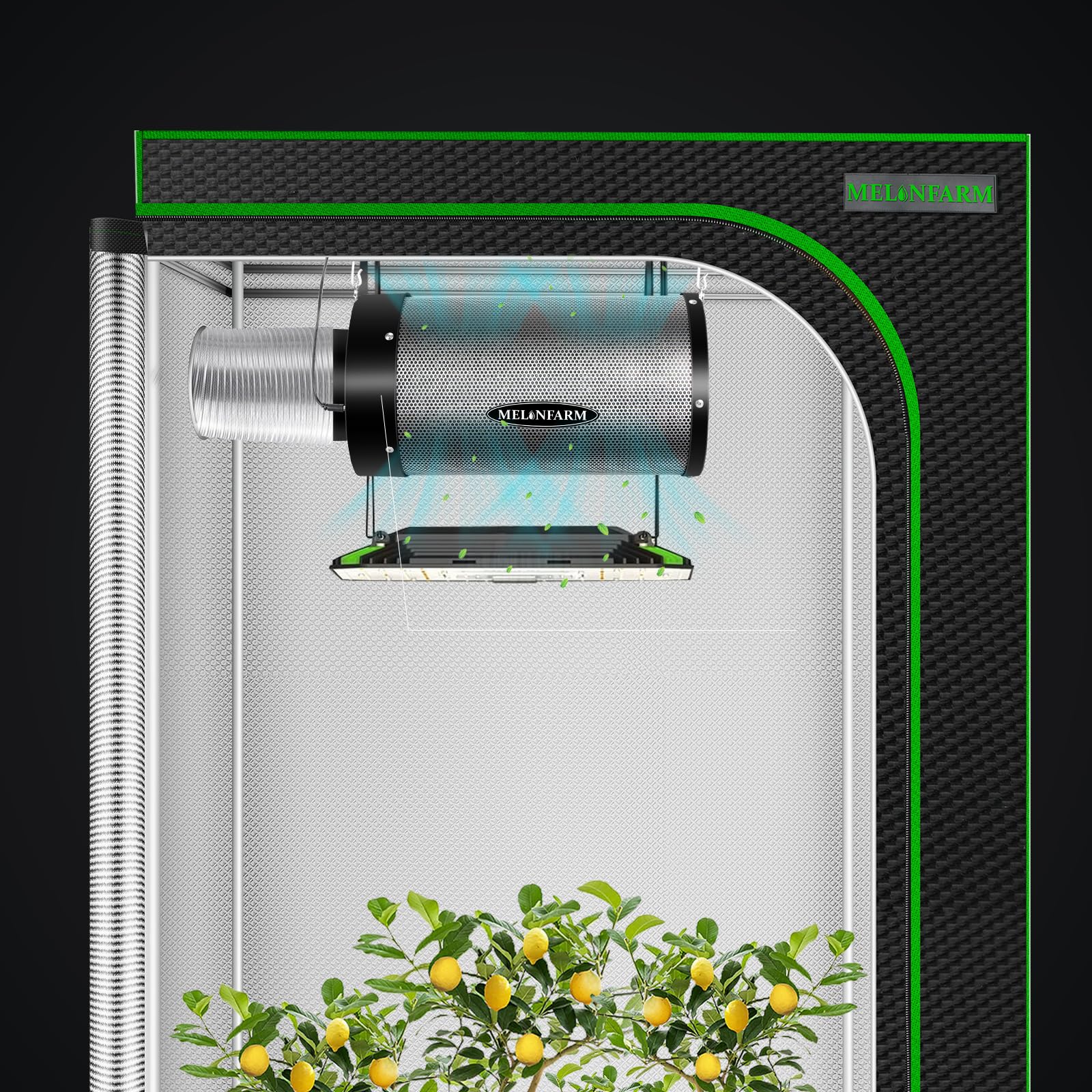 Melonfarm 4-inch filter in duct system demonstrates versatile use