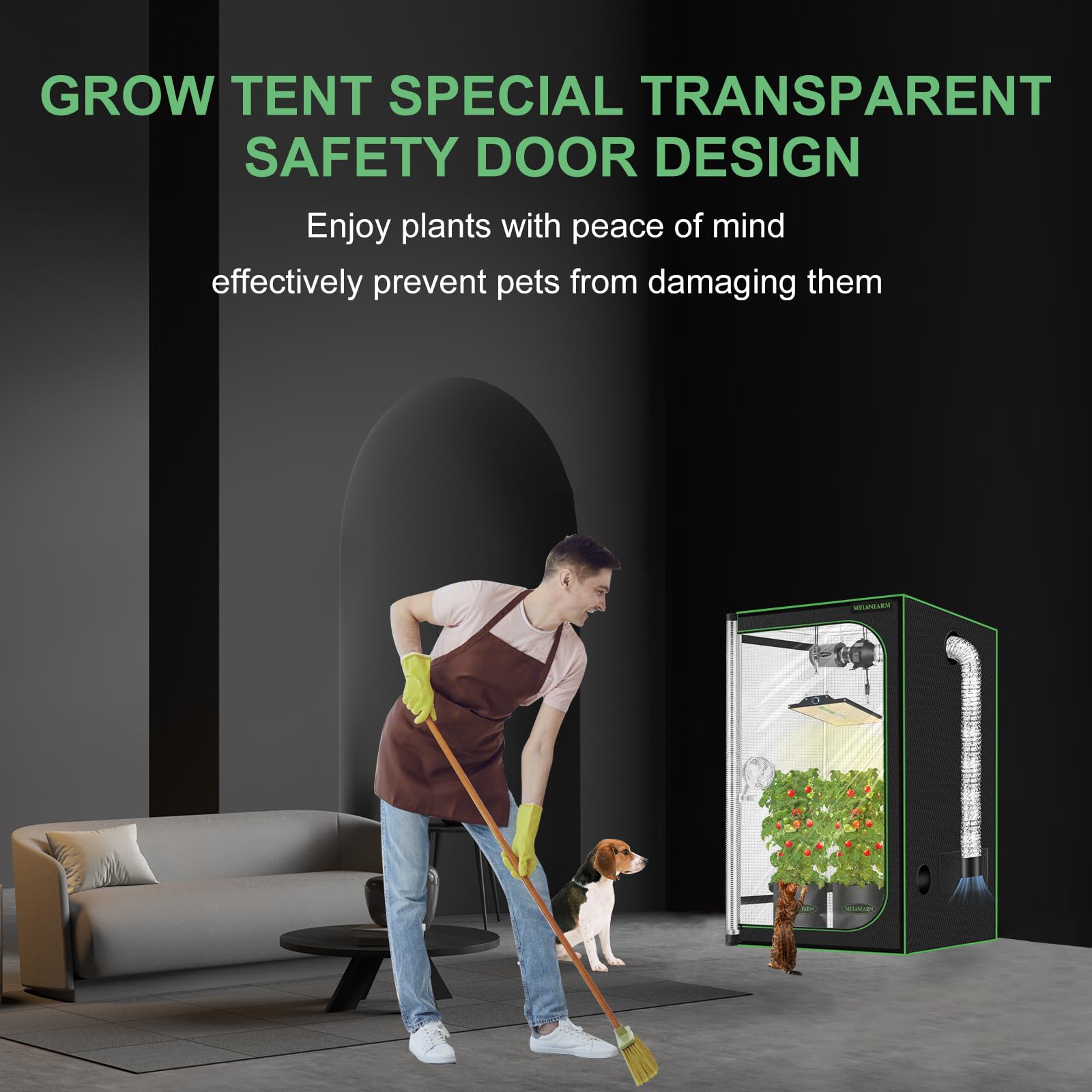 MELONFARM grow tent quick, tool-free assembly.
