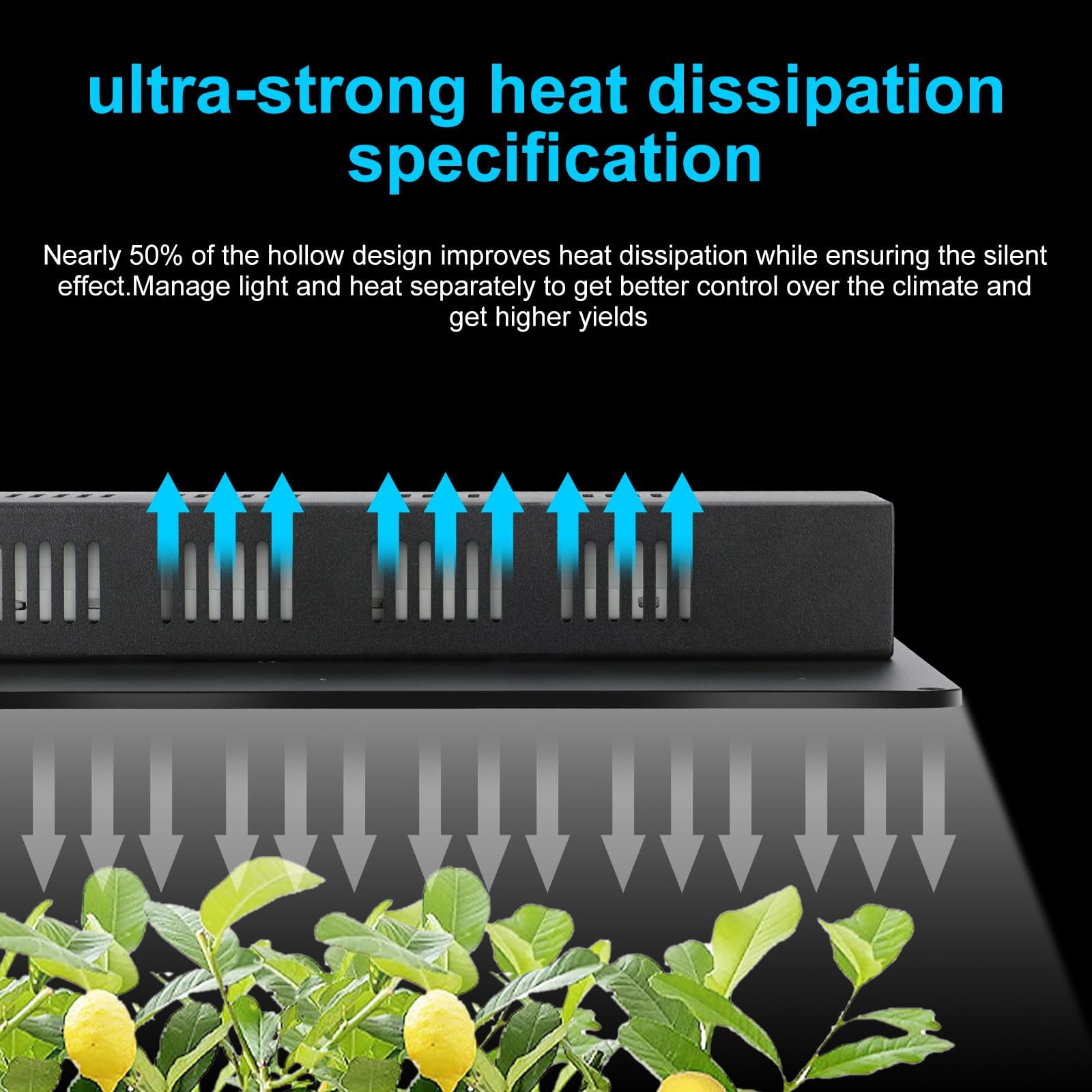 MELONFARM 70W full-spectrum LED close-up highlights energy-efficient plant support