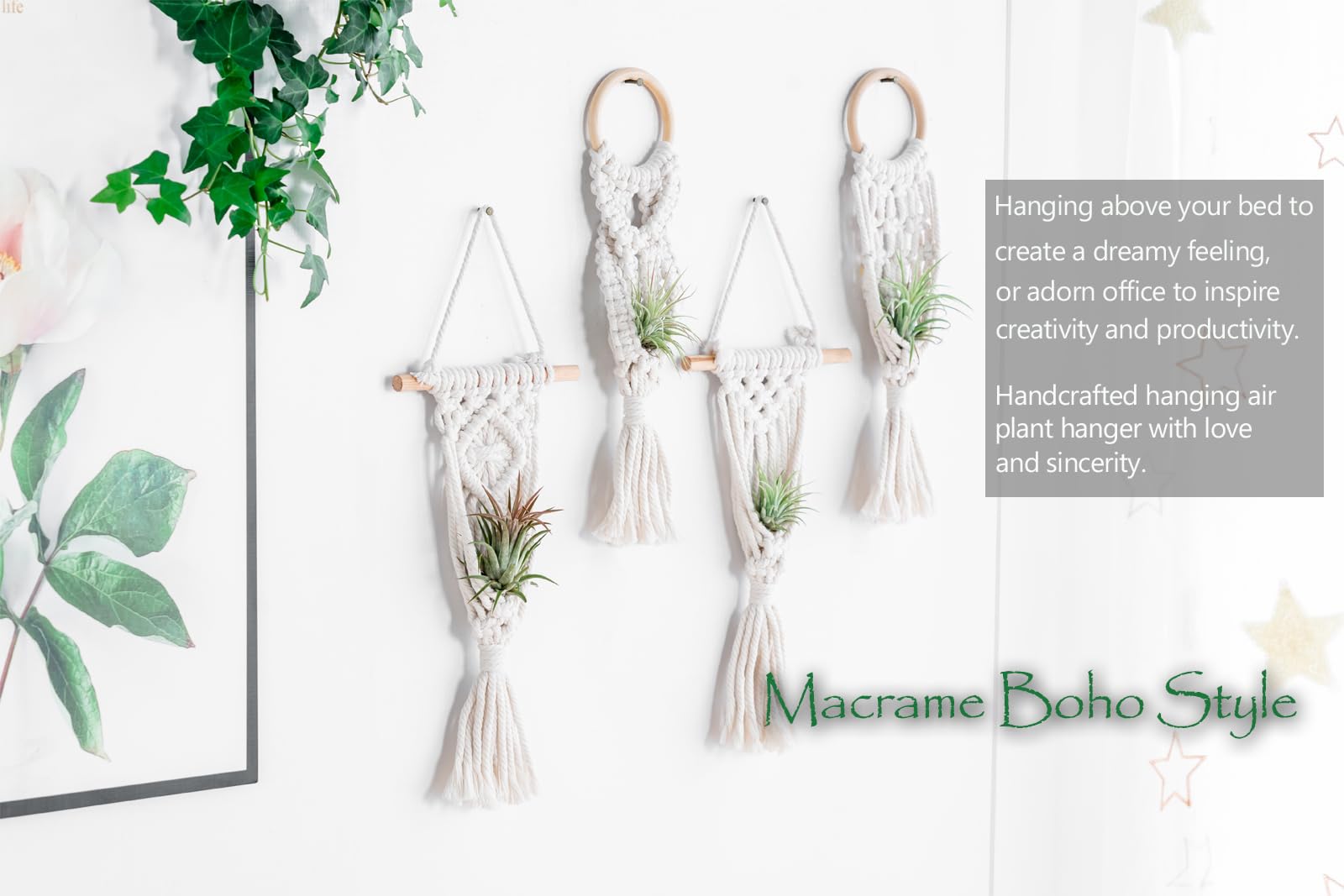Melphoe cotton cord macrame holder provides flexible support for varying plant shapes