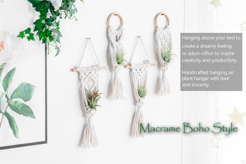 Melphoe cotton cord macrame holder provides flexible support for varying plant shapes