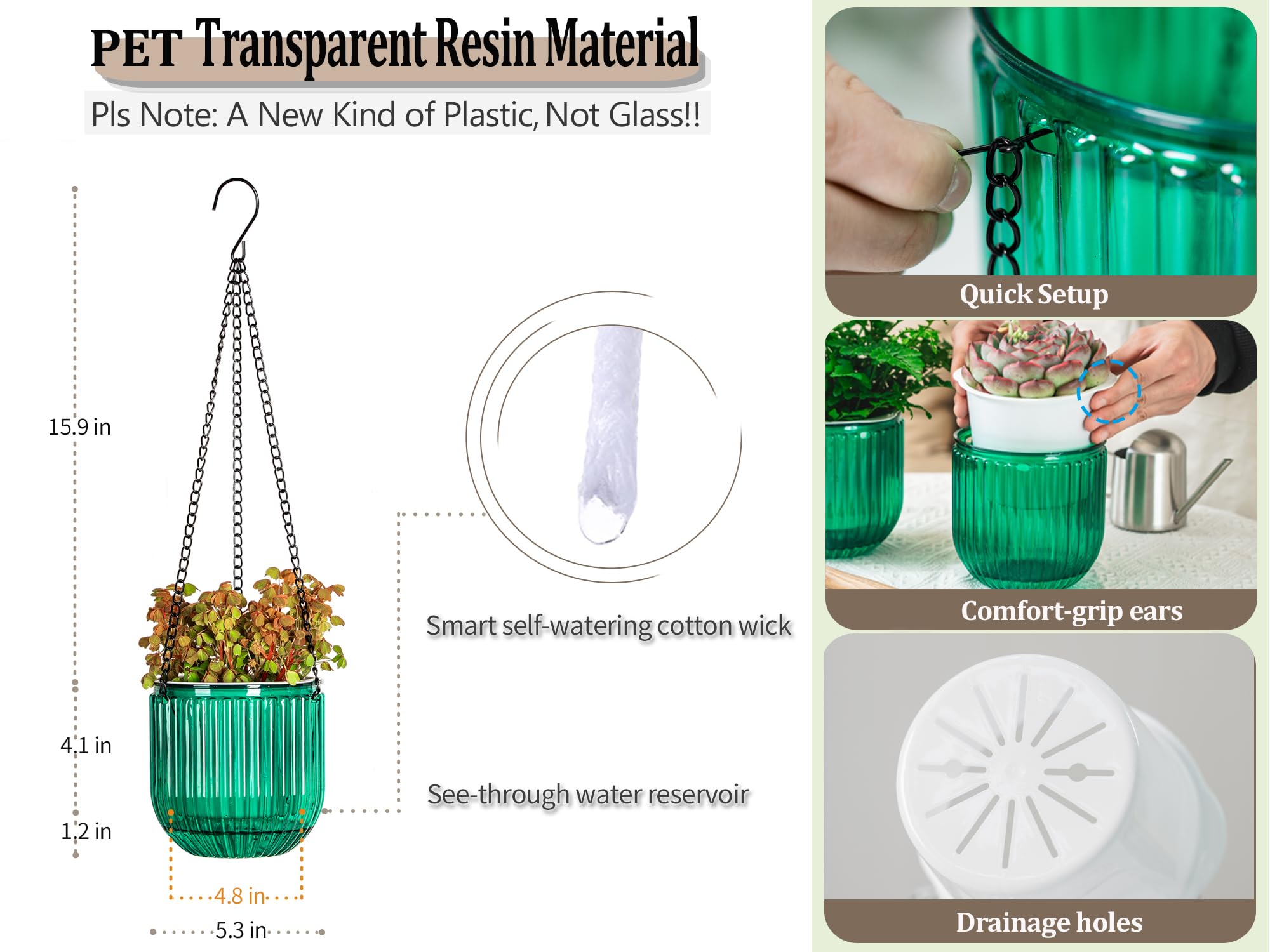 Melphoe emerald plant hanger on windowsill for herbs