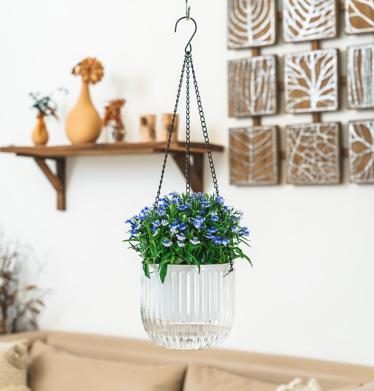 Melphoe hanging plant basket with detachable chains for flexible indoor or outdoor use