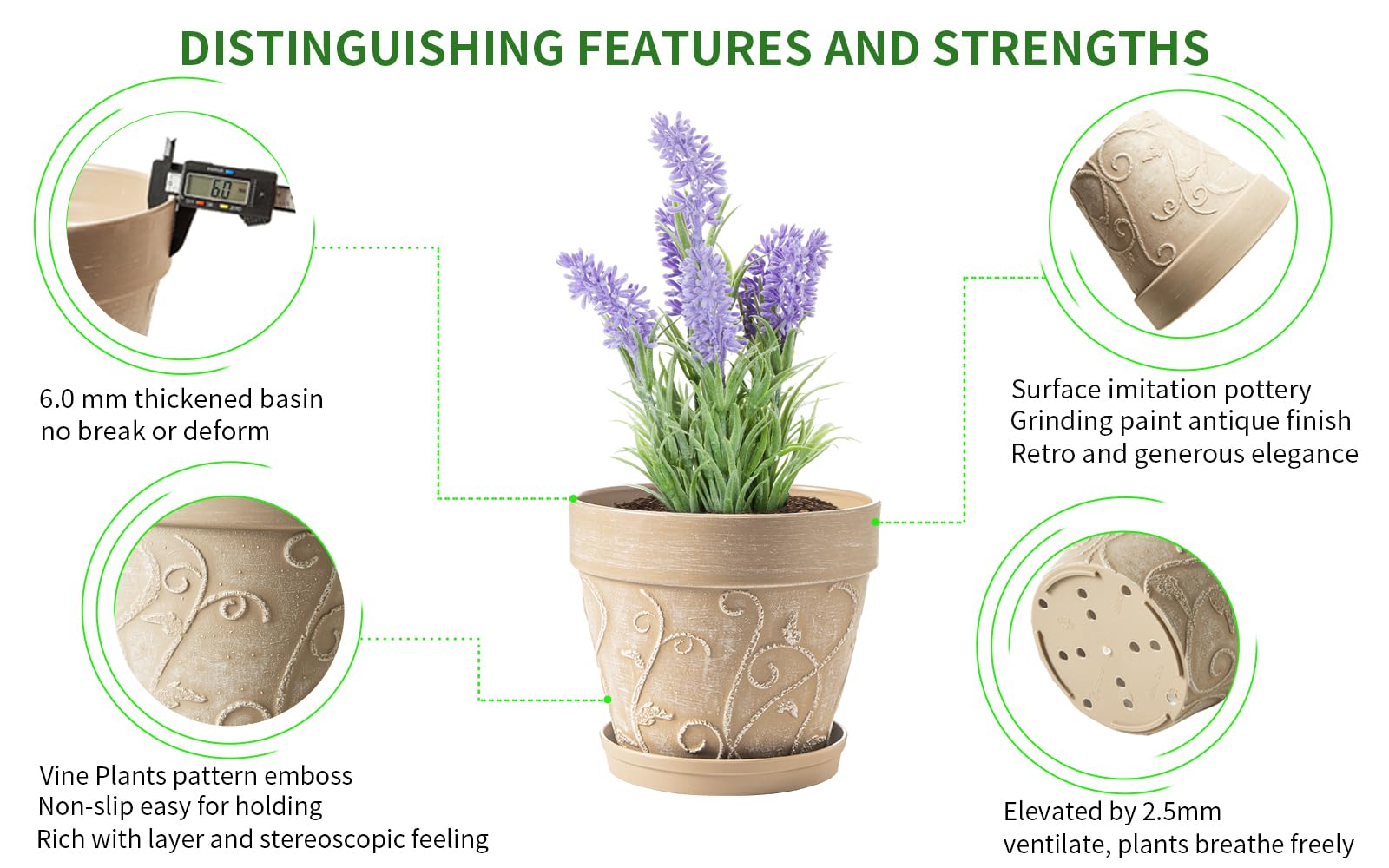 Melphoe indoor-outdoor planter, perfect for succulents, herbs, and small plants.