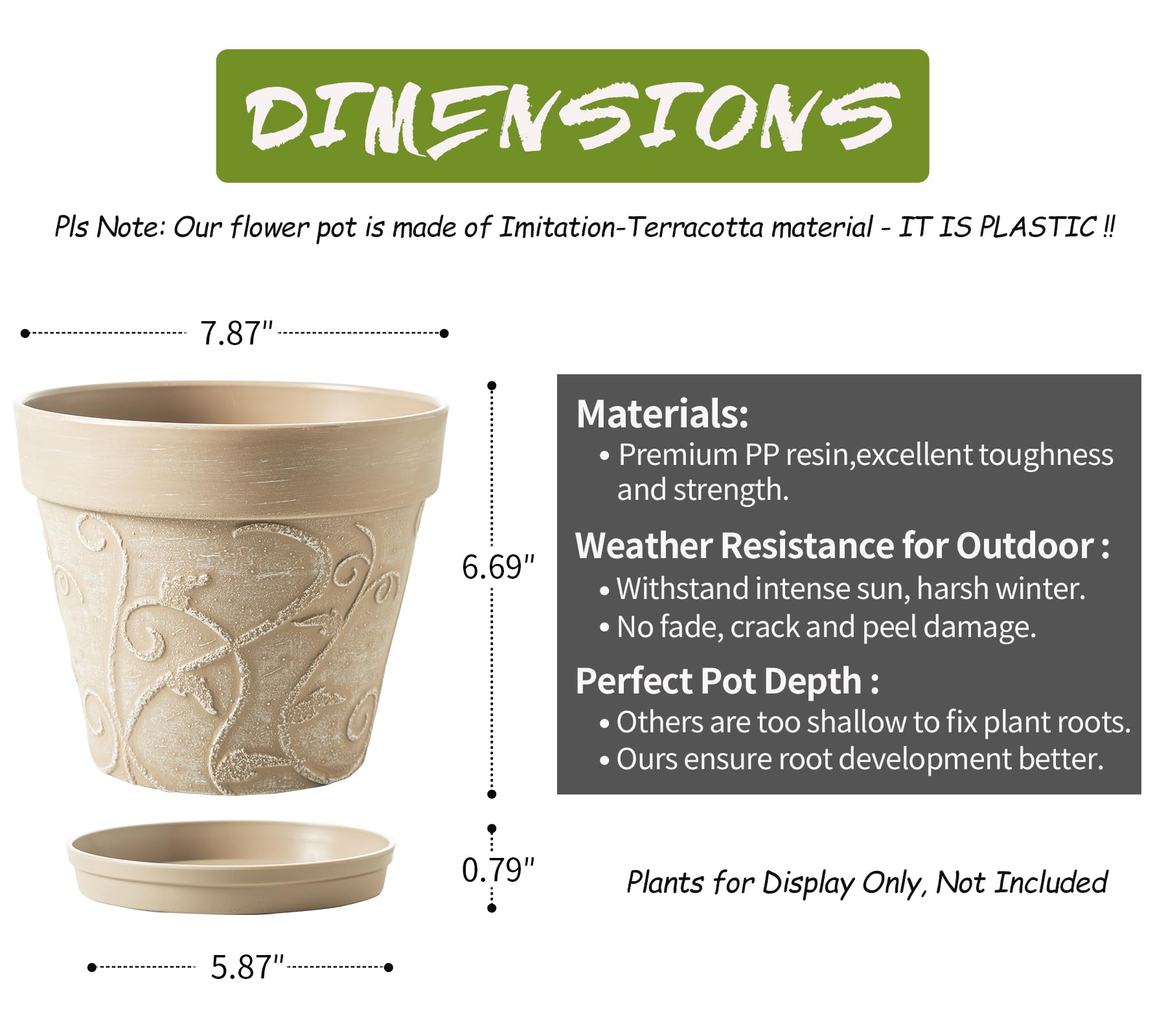 Melphoe plant pot elevated bottom aids better root respiration