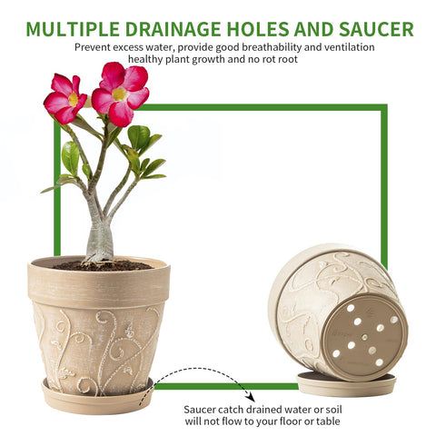 Melphoe plant pot with saucer catches drainage for tidy indoor spaces