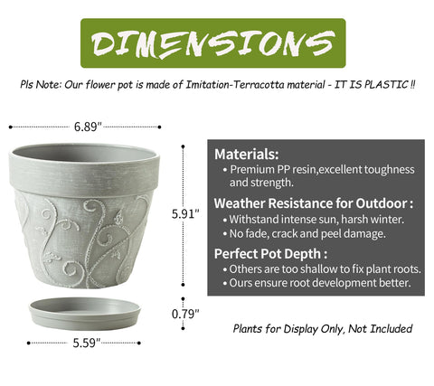 Melphoe imitation-terracotta planter mimics classic clay with resin durability.