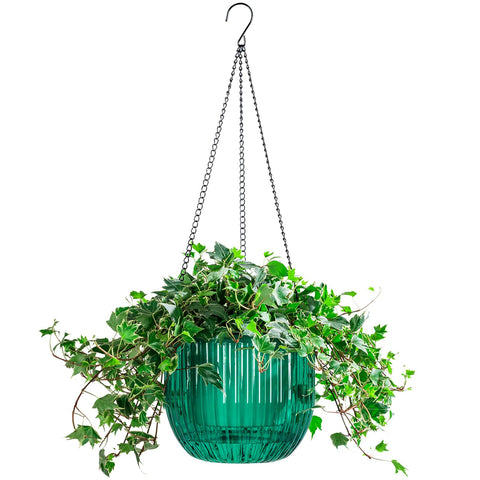 Melphoe self-watering hanging basket with visible wick keeps indoor plants hydrated.