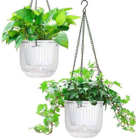 Melphoe self-watering hanging planter 6.5-inch with built-in wick for hassle-free irrigation